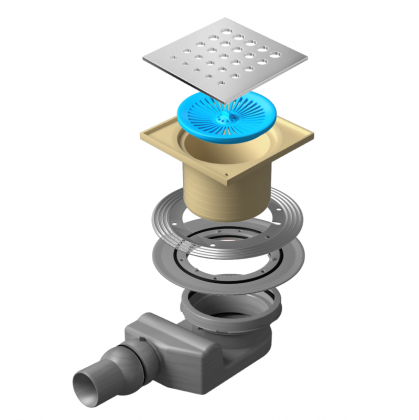 13000010 Точечный трап 150х150 мм Confluo Standard Drops 2,металл с перфорацией Drops (Капли), без рамки Исполнение: Хром 