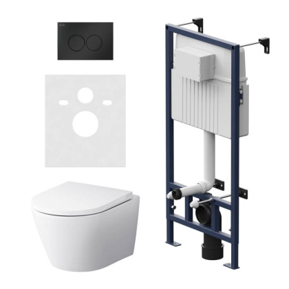 IS70138.741701 Инсталляция с клавишей ProC L мат черн с подвесным унитазом Sense FlashClean с сид м/лифт