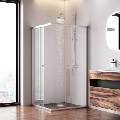 W87G-403-100100-MT Sunny Душевое ограждание квадратное, раздвижные двери 100x100 серебро,стекло прозрачное
