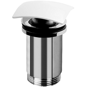 CZR-B-SCQ-BIO Донный клапан с квадратной крышкой с системой "Клик-клак" с переливом, исполнение белый матовый