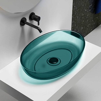 Раковина накладная прозрачная ABBER Kristall AT2801Aquamarin бирюзовая Раковина накладная прозрачная ABBER Kristall AT2801Aquamarin бирюзовая