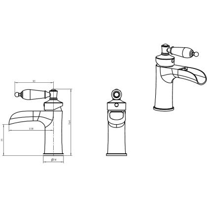 Смеситель для умывальника VOGUE CRYSTAL, бронза_Комплект Смеситель для умывальника VOGUE CRYSTAL, бронза_Комплект