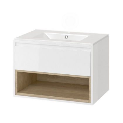 Тумба под раковину EXCELLENT Tuto 70 см (белый/дуб), 1 ящик