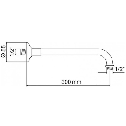 CZR-U-TDA-30-01 Кронштейн для душа, 32 см, круглое сечение, исполнение хром CZR-U-TDA-30-01 Кронштейн для душа, 32 см, круглое сечение, исполнение хром