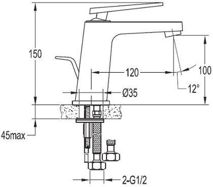BADEN-F-LS-01-W0 Смеситель на раковину без донного клапана BADEN-F-LS-01-W0 Смеситель на раковину без донного клапана