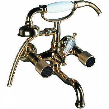 Смеситель для ванны(душ.ком) ROYAL CRYSTAL BLACK, золото, переключатель Swarovski_Комплект Смеситель для ванны(душ.ком) ROYAL CRYSTAL BLACK, золото, переключатель Swarovski_Комплект