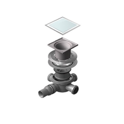 13000094 Точечный трап 150х150 мм Confluo Standard White Glass 2,белое стекло, с рамкой Исполнение: Хром 