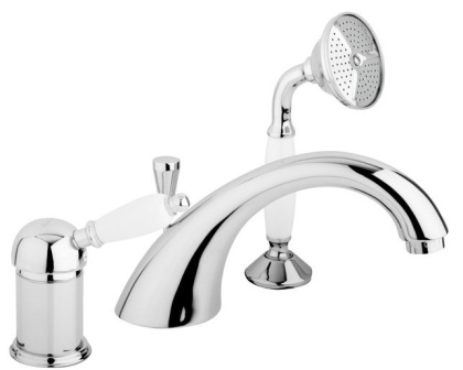 ELITE-BVDM-01-Nc Смеситель на борт ванны с выдвижным душем и переключателем Исполнение: Хром, Ручки: Орех 