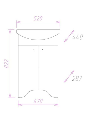 Тумба Onika Омега 50 напольная, белая (ум. Акватон 52)