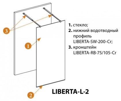 LIBERTA-L-2-125-C-Cr Душевая перегородка с возможностью двустороннего входа 1250x1950 мм