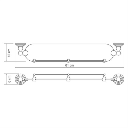 Ammer K-7044 (ранее К-7024) Полка стеклянная с бортиком