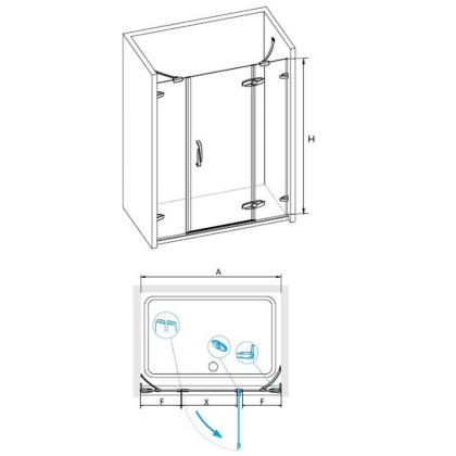 Душевая дверь RGW SA-01, 02030112-11, 120 х 195 см распашная, стекло прозрачное, хром