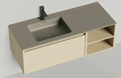 Подвесная тумба Domino 1200, эмаль, с открытой полкой, под встраиваемую раковину