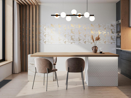 Плитка настенная 12154R Гарса Белый (75см*25см*9мм) (6шт/1,125м2) Структура, м2