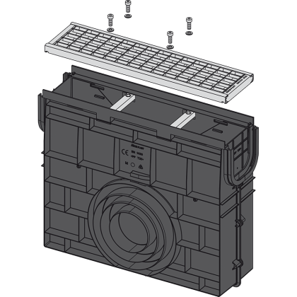 Пескоуловитель для дренажного канала AVZ102 с пластиковой рамой и оцинкованной решеткой B125