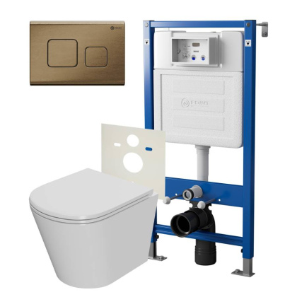 Сет: Система инсталляции Point Элемент для подвесного унитаза PN45120 + Клавиша смыва для инсталляции Point Афина, бронза брашированная, PN44041BB + Унитаз подвесной Point Виктория безободковый, сиденье микролифт PN41061 Сет: Система инсталляции Point Элемент для подвесного унитаза PN45120 + Клавиша смыва для инсталляции Point Афина, бронза брашированная, PN44041BB + Унитаз подвесной Point Виктория безободковый, сиденье микролифт PN41061