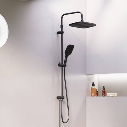 953000300 Gala душ.система: верх.душ 300*210 мм, ручн.душ 3 ф-ции 110*260 мм, штанга 1050-1450, черная