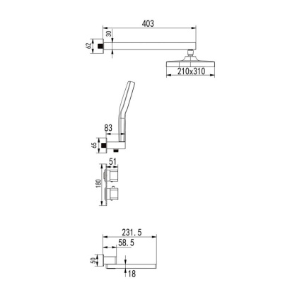 Душевая система с термостатом встраиваемая Rose R1595F, белый/хром