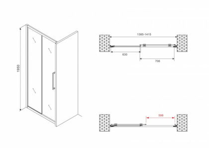 Душевая дверь ABBER Schwarzer Diamant AG30140BMH