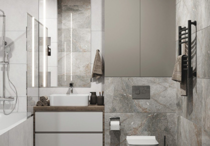 Керамогранит Meissen Keramik Sense серый рельеф ректификат 44,8x89,8 A16669