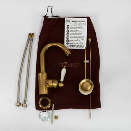 APHRODITE-LS2-01-Bi Смеситель для раковины однорычажный с донным клапаном Исполнение: Хром, Ручки: Белая 