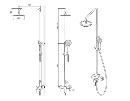 Система для душа наружного монтажа EXCELLENT Rain Oxalia AREX.9081CR (хром) Система для душа наружного монтажа EXCELLENT Rain Oxalia AREX.9081CR (хром)