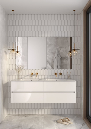 Тумба без раковины Vallessi 140*46cm  Белый глянец 4 полки 837-140-W Boheme