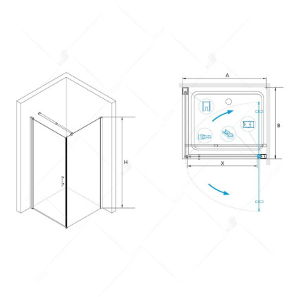 Душевой уголок RGW Leipzig LE-33 100x100 профиль Хром стекло прозрачное