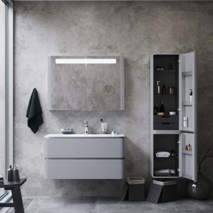 Шкаф-колонна подвесной правый Sensation, 155х40х35 см, серый, M30CHR0406FG