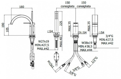 Смеситель на борт ванны Paffoni Ringo RIN040LNO
