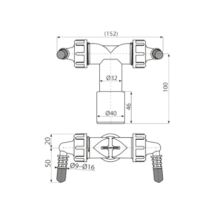 Колено с двумя штуцерами G1"/8–16 с клапанами