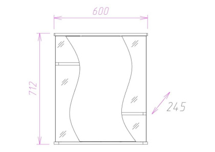 Шкаф-зеркало Onika Лилия 60 белый, правый, с подсветкой
