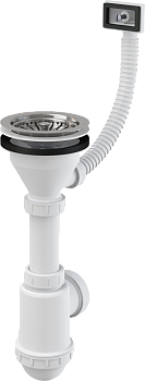 Сифон для мойки с нержавеющей peшeткой DN115 и гофропереливом