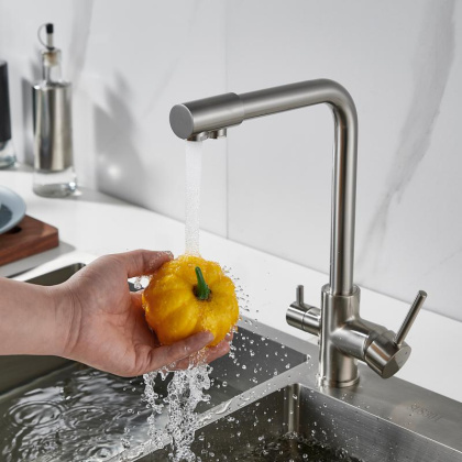 Смеситель для кухни со встроенным фильтром (краном) под питьевую воду Shevanik S328 S328L