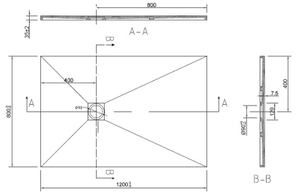 Поддон для душа из искусственного камня VST-2SR8012W, 1200*800*35, белый матовый