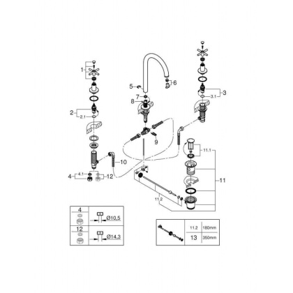 Смеситель GROHE Atrio New двухвентильный для раковины на 3 отверстия, монтаж на бортик, хром (20008003) Смеситель GROHE Atrio New двухвентильный для раковины на 3 отверстия, монтаж на бортик, хром (20008003)