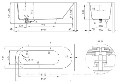 Ванна из искусственного камня ORNELLA_KIT 170х75,102411M Ванна из искусственного камня ORNELLA_KIT 170х75,102411M