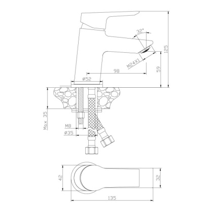 Смеситель д/раковины SEVILLA, арт.20100SV Смеситель д/раковины SEVILLA, арт.20100SV