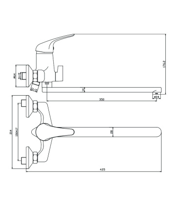 Смеситель д/ванны с длинным изливом LEON, арт.04221LN