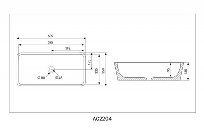 Раковина накладная ABBER Rechteck AC2204MB черная матовая Раковина накладная ABBER Rechteck AC2204MB черная матовая