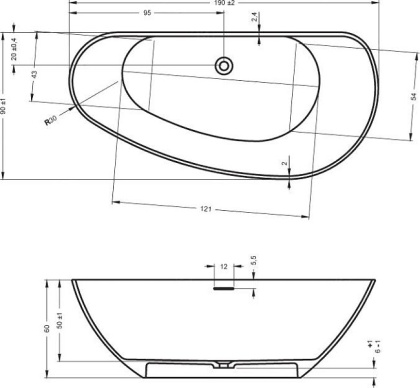 Асимметричная ванна из искусственного камня Riho Granada 190x90 белая BS2000500000000 Асимметричная ванна из искусственного камня Riho Granada 190x90 белая BS2000500000000