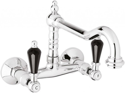 DIAMOND-LLP-03/24-Sw Кухонный смеситель настенного монтажа, золото, ручки Swarovski