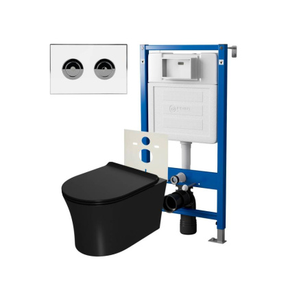Сет: Система инсталляции пневматическая Point Элемент П для подвесного унитаза PN45121 + Клавиша смыва для пневматической инсталляции Point Венера, установка в стену, белый/хром, PN44071WC + Унитаз подвесной Point Вега безободковый, чёрн мат, PN41711BM Сет: Система инсталляции пневматическая Point Элемент П для подвесного унитаза PN45121 + Клавиша смыва для пневматической инсталляции Point Венера, установка в стену, белый/хром, PN44071WC + Унитаз подвесной Point Вега безободковый, чёрн мат, PN41711BM