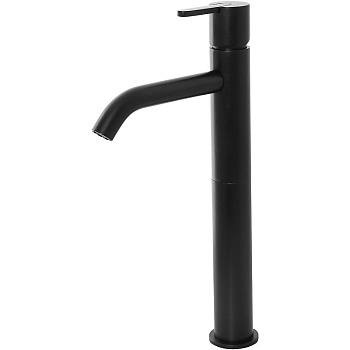 LEAF-LC2-L-NOP Смеситель для накладной раковины однорычажный, с донным клапаном, исполнение Чёрный матовый