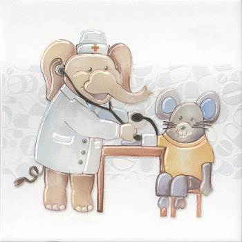 Декор VT\A503\5009 Айболит 3 белый,бежевый 20см*20см*6,9мм (1уп/10шт)фауна, шт