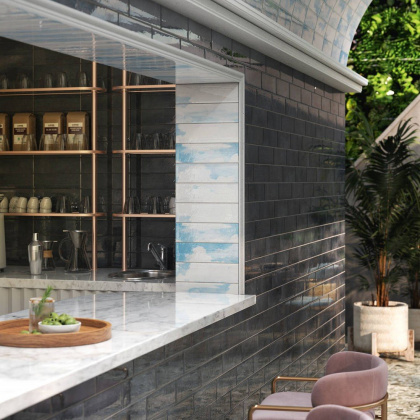 Плитка настенная 9044 Тракай синий полированная 8.5*28.5*8.5 (44шт\1.07м2), м2