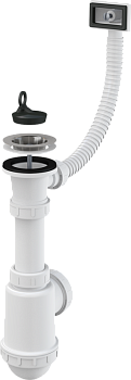 Сифон для мойки с нержавеющей решеткой DN70 и гофропереливом
