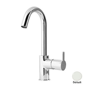 LEAF-LSM-A-L-BIO Смеситель для кухни однорычажный, с донным клапаном, исполнение Белый матовый