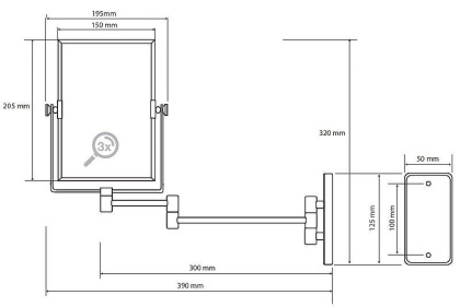 Двустороннее косметическое зеркало, 3× увеличительное