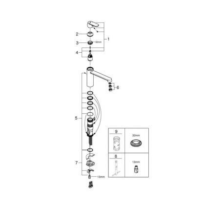 Смеситель для раковины Grohe Eurosmart Cosmopolitan 30193000 хром